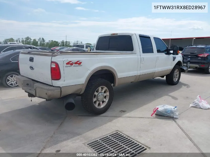 2008 Ford F-350 Fx4/Harley-Davidson/King Ranch/Lariat/Xl/Xlt VIN: 1FTWW31RX8ED28967 Lot: 40103382