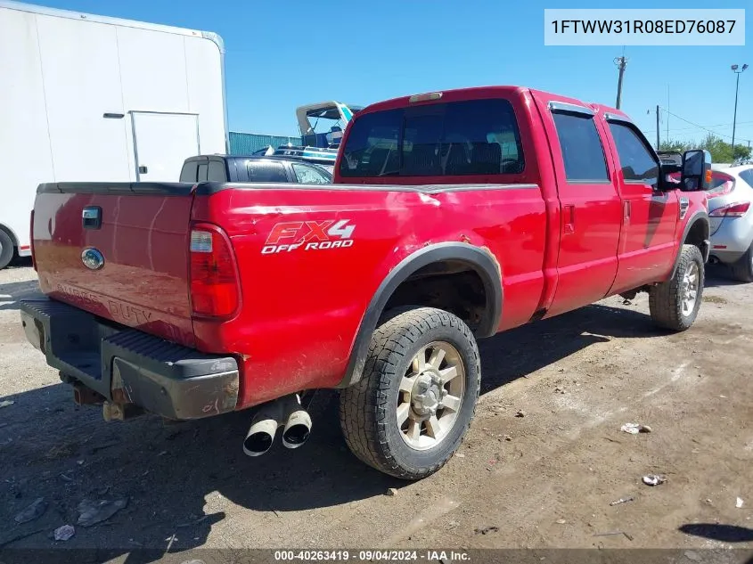 2008 Ford F-350 Fx4/Harley-Davidson/King Ranch/Lariat/Xl/Xlt VIN: 1FTWW31R08ED76087 Lot: 40263419