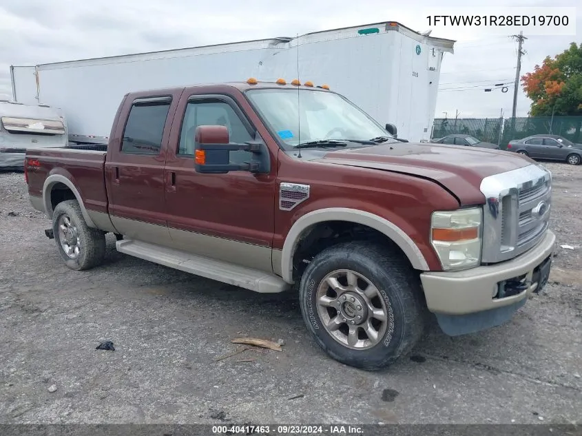 2008 Ford F-350 VIN: 1FTWW31R28ED19700 Lot: 40417463