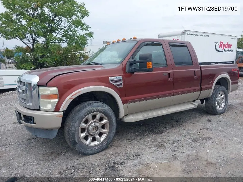 2008 Ford F-350 VIN: 1FTWW31R28ED19700 Lot: 40417463