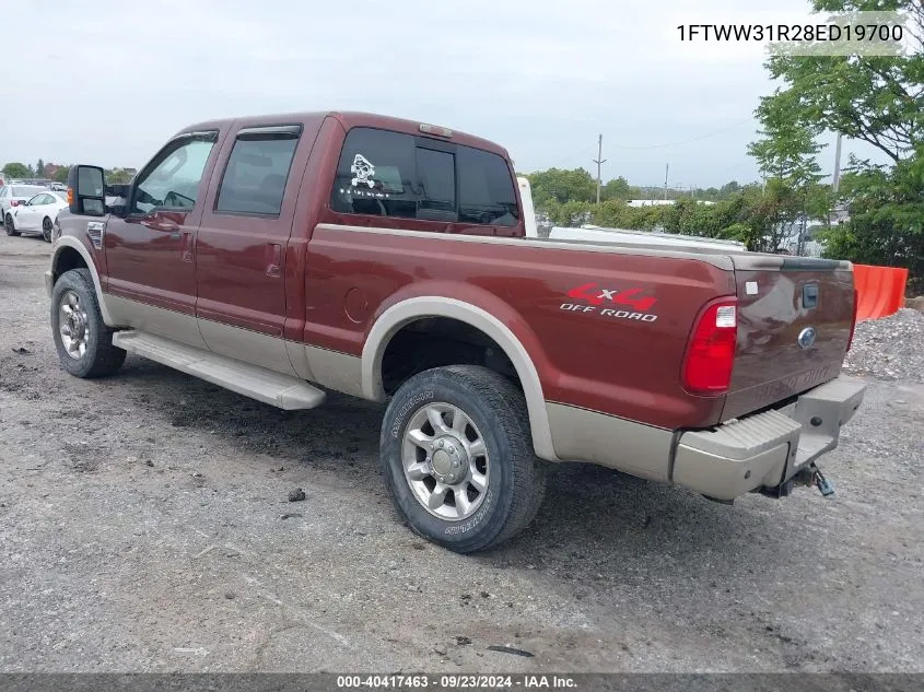 2008 Ford F-350 VIN: 1FTWW31R28ED19700 Lot: 40417463