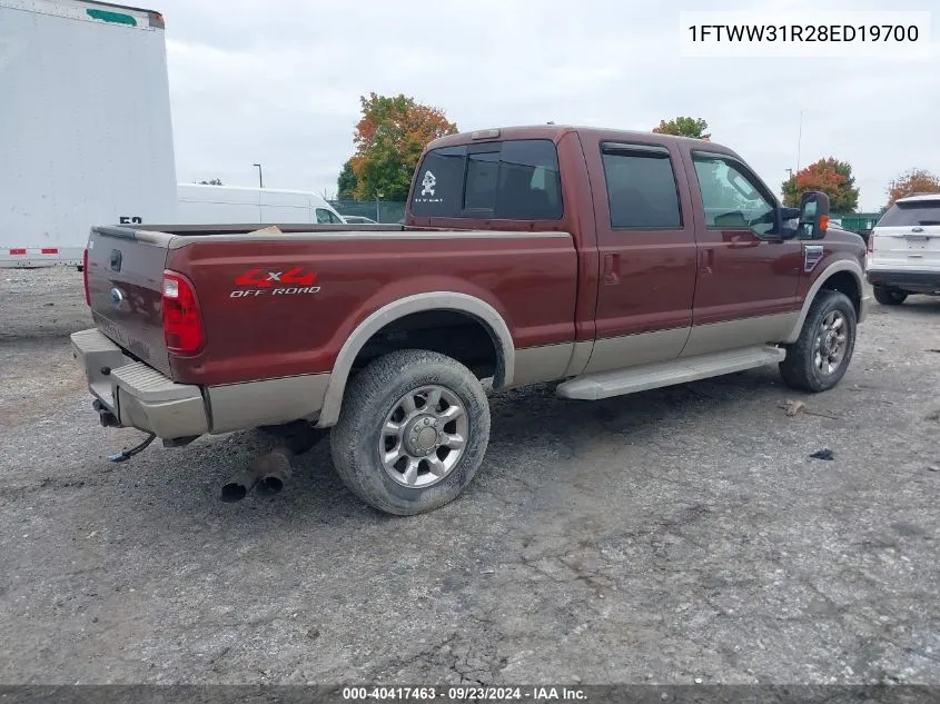 2008 Ford F-350 VIN: 1FTWW31R28ED19700 Lot: 40417463