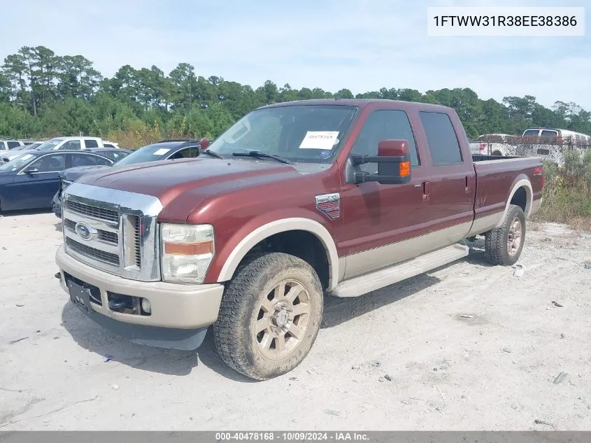 2008 Ford F-350 Fx4/Harley-Davidson/King Ranch/Lariat/Xl/Xlt VIN: 1FTWW31R38EE38386 Lot: 40478168