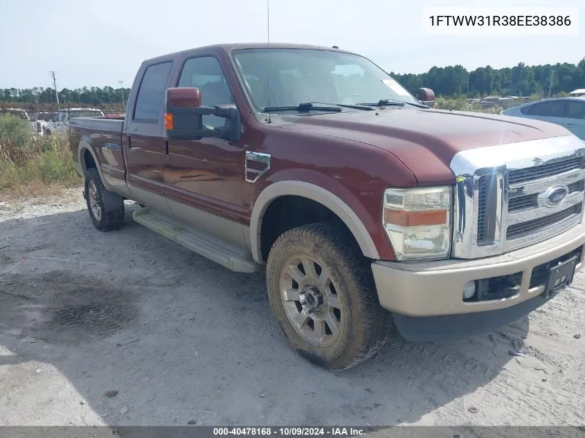 2008 Ford F-350 Fx4/Harley-Davidson/King Ranch/Lariat/Xl/Xlt VIN: 1FTWW31R38EE38386 Lot: 40478168