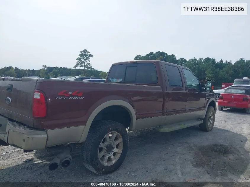 2008 Ford F-350 Fx4/Harley-Davidson/King Ranch/Lariat/Xl/Xlt VIN: 1FTWW31R38EE38386 Lot: 40478168