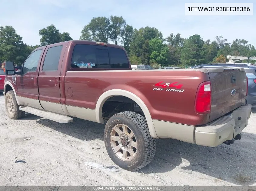 2008 Ford F-350 Fx4/Harley-Davidson/King Ranch/Lariat/Xl/Xlt VIN: 1FTWW31R38EE38386 Lot: 40478168