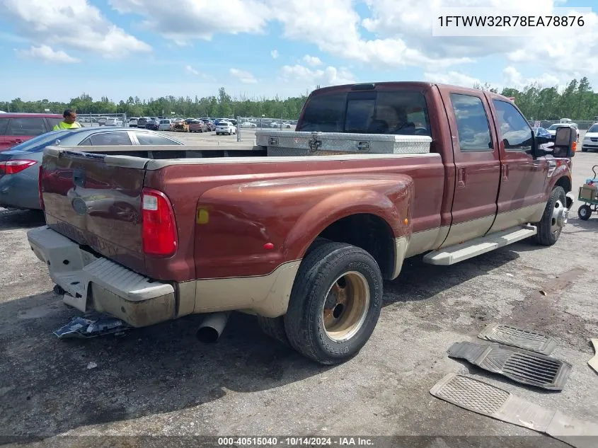 2008 Ford F-350 King Ranch VIN: 1FTWW32R78EA78876 Lot: 40515040