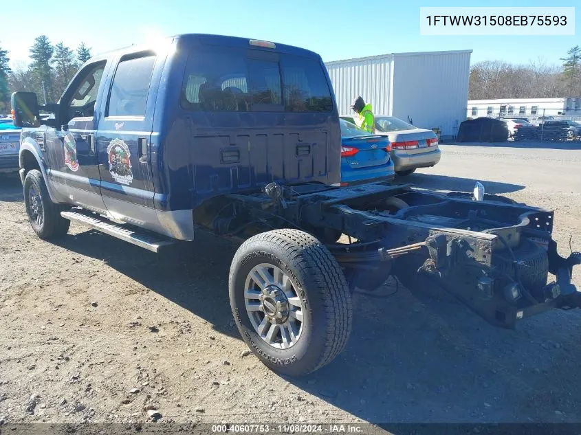 2008 Ford F-350 Fx4/King Ranch/Lariat/Xl/Xlt VIN: 1FTWW31508EB75593 Lot: 40607753