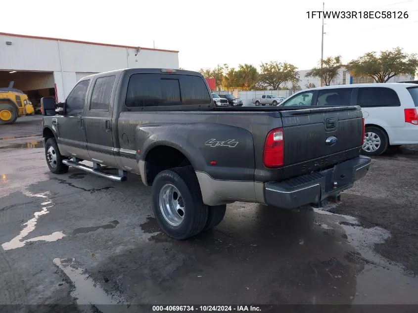 2008 Ford F350 Fx4/King Ranch/Lariat/Xl/Xlt VIN: 1FTWW33R18EC58126 Lot: 40696734