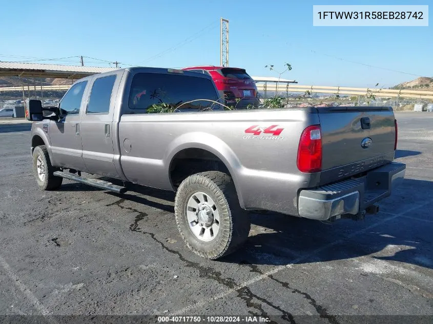 2008 Ford F350 Srw Super Duty VIN: 1FTWW31R58EB28742 Lot: 40717750