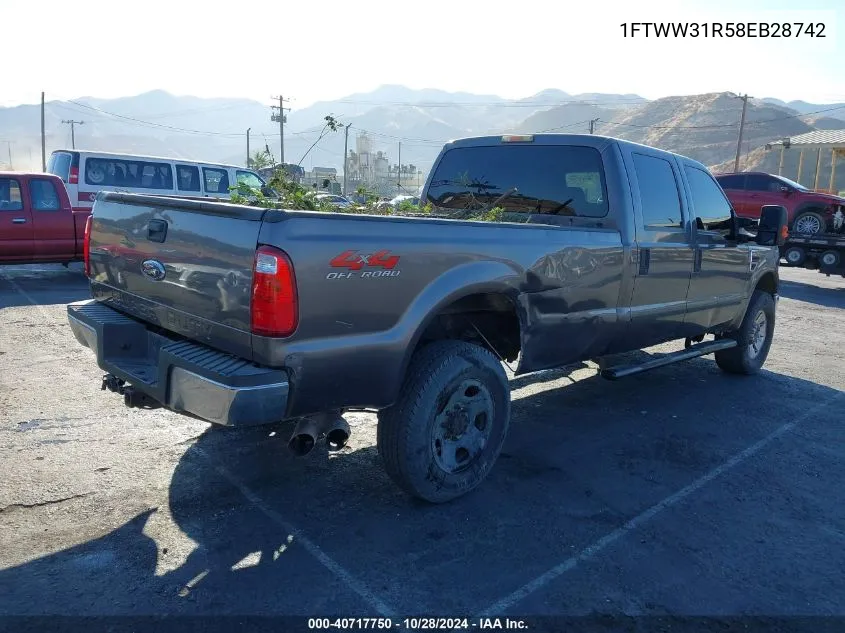 2008 Ford F350 Srw Super Duty VIN: 1FTWW31R58EB28742 Lot: 40717750