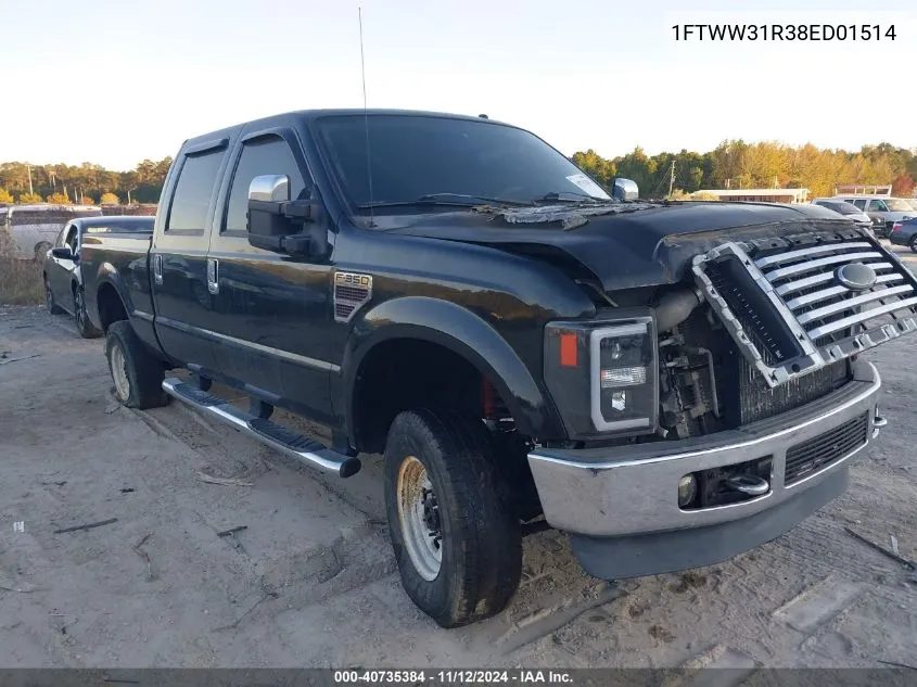 2008 Ford F-350 Fx4/Harley-Davidson/King Ranch/Lariat/Xl/Xlt VIN: 1FTWW31R38ED01514 Lot: 40735384