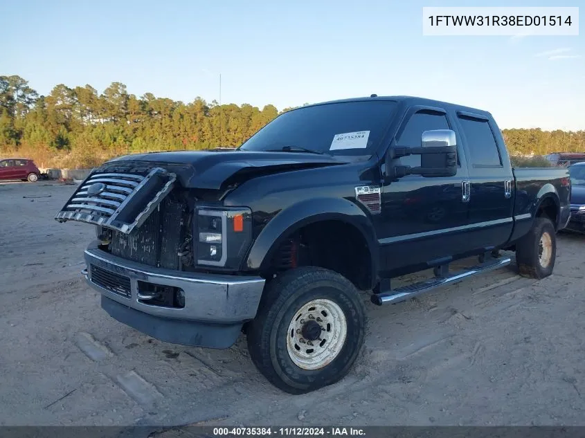 2008 Ford F-350 Fx4/Harley-Davidson/King Ranch/Lariat/Xl/Xlt VIN: 1FTWW31R38ED01514 Lot: 40735384