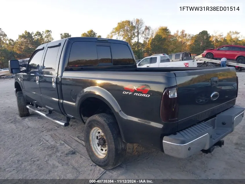 2008 Ford F-350 Fx4/Harley-Davidson/King Ranch/Lariat/Xl/Xlt VIN: 1FTWW31R38ED01514 Lot: 40735384