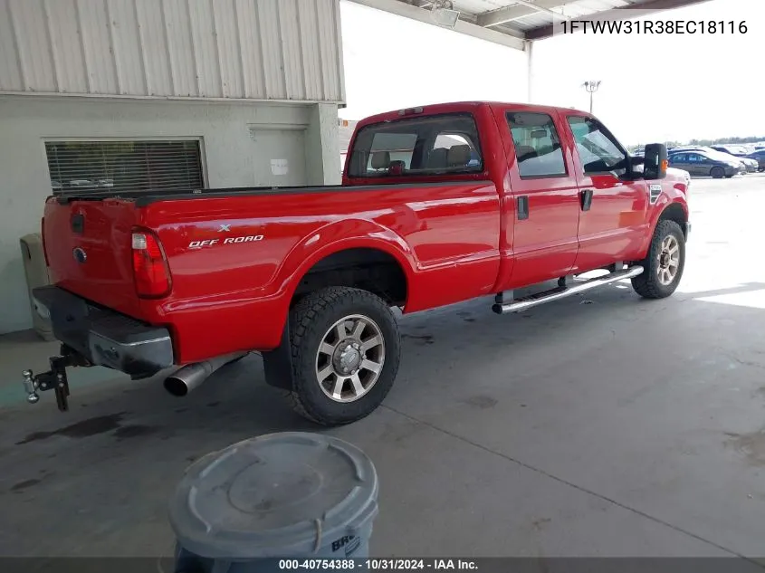 2008 Ford F-350 Fx4/Harley-Davidson/King Ranch/Lariat/Xl/Xlt VIN: 1FTWW31R38EC18116 Lot: 40754388