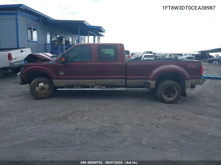 2012 Ford F-350 Lariat VIN: 1FT8W3DT0CEA38987 Lot: 40059753