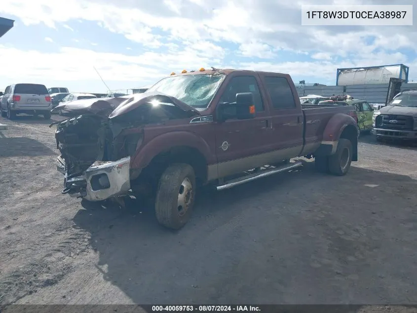 1FT8W3DT0CEA38987 2012 Ford F-350 Lariat