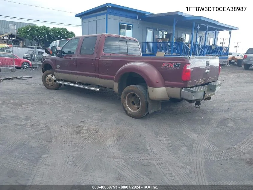 2012 Ford F-350 Lariat VIN: 1FT8W3DT0CEA38987 Lot: 40059753