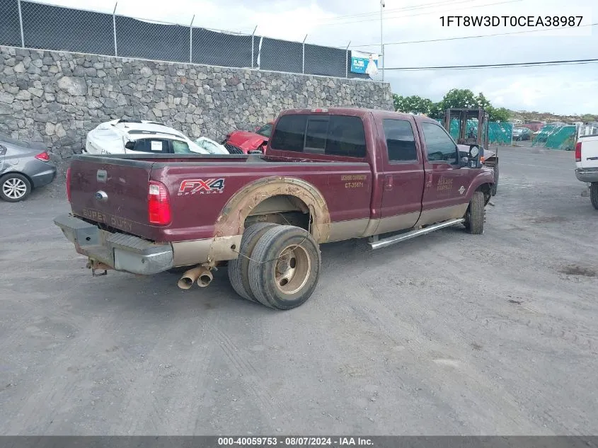 1FT8W3DT0CEA38987 2012 Ford F-350 Lariat