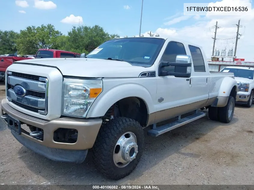 1FT8W3DTXCED16536 2012 Ford F-350 Lariat