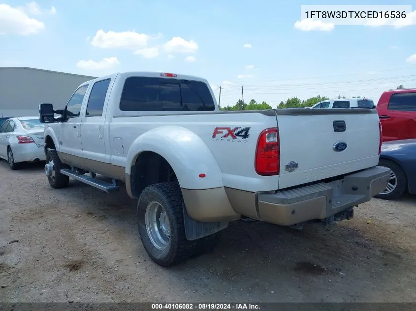 2012 Ford F-350 Lariat VIN: 1FT8W3DTXCED16536 Lot: 40106082