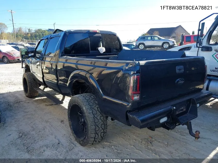 2012 Ford F-350 Lariat VIN: 1FT8W3BT8CEA78821 Lot: 40635094