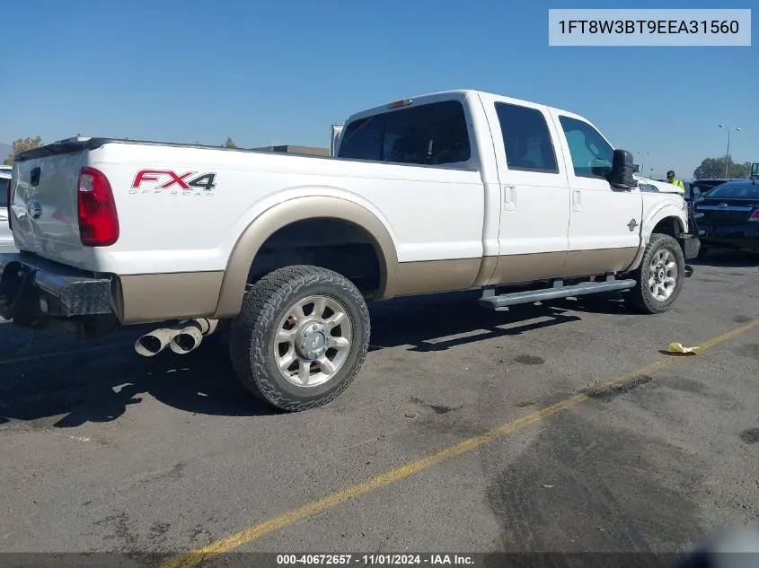 2014 Ford F-350 Lariat VIN: 1FT8W3BT9EEA31560 Lot: 40672657