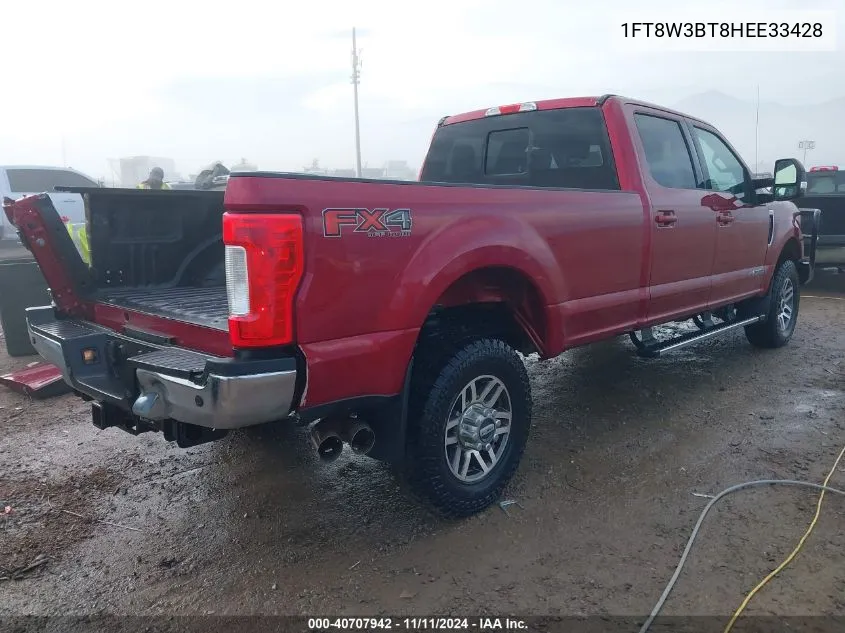 2017 Ford F-350 Lariat VIN: 1FT8W3BT8HEE33428 Lot: 40707942