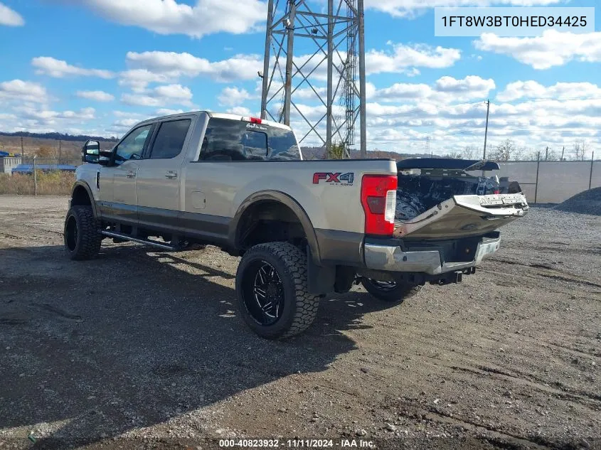 2017 Ford F-350 Lariat VIN: 1FT8W3BT0HED34425 Lot: 40823932