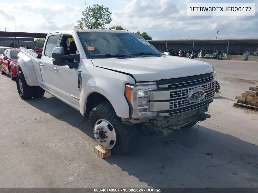 2018 Ford F-350 Platinum VIN: 1FT8W3DTXJED00477 Lot: 40740567