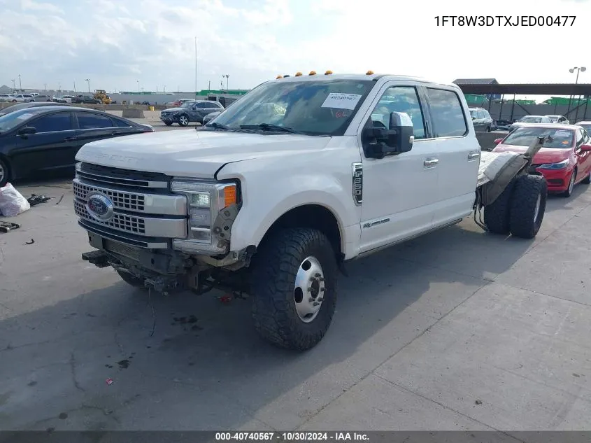 2018 Ford F-350 Platinum VIN: 1FT8W3DTXJED00477 Lot: 40740567