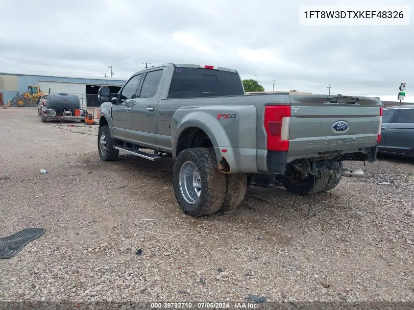 2019 Ford F-350 Lariat VIN: 1FT8W3DTXKEF48326 Lot: 39792710