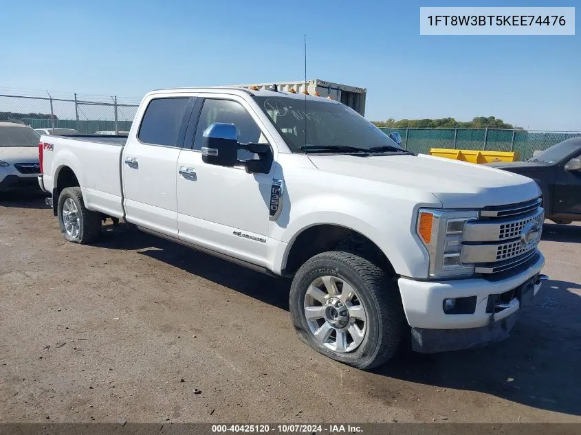 2019 Ford F-350 Platinum VIN: 1FT8W3BT5KEE74476 Lot: 40425120