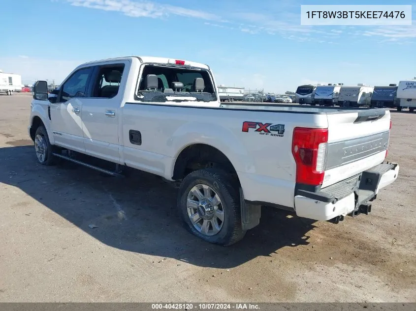 2019 Ford F-350 Platinum VIN: 1FT8W3BT5KEE74476 Lot: 40425120