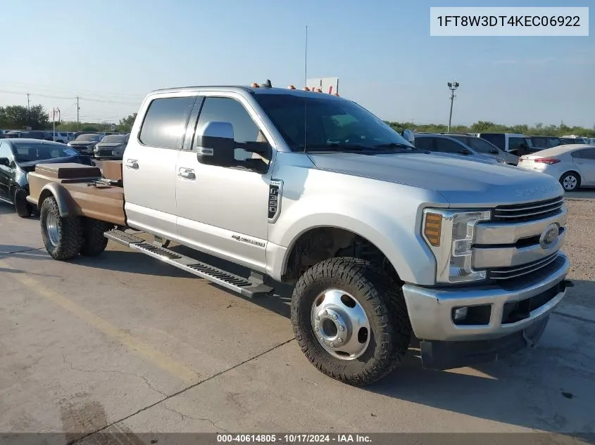 2019 Ford F-350 Lariat VIN: 1FT8W3DT4KEC06922 Lot: 40614805