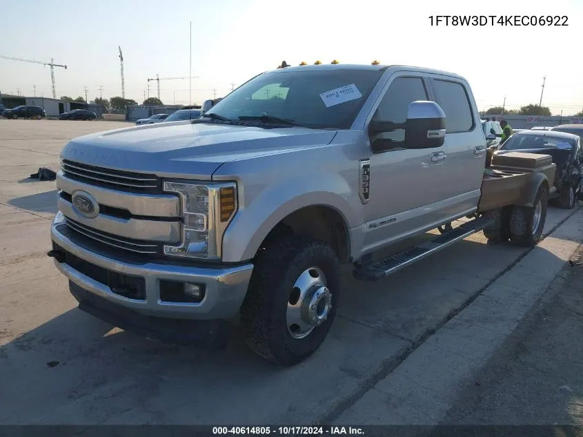 2019 Ford F-350 Lariat VIN: 1FT8W3DT4KEC06922 Lot: 40614805