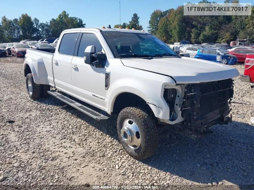 2019 Ford F-350 Lariat VIN: 1FT8W3DT4KEE70917 Lot: 40664799