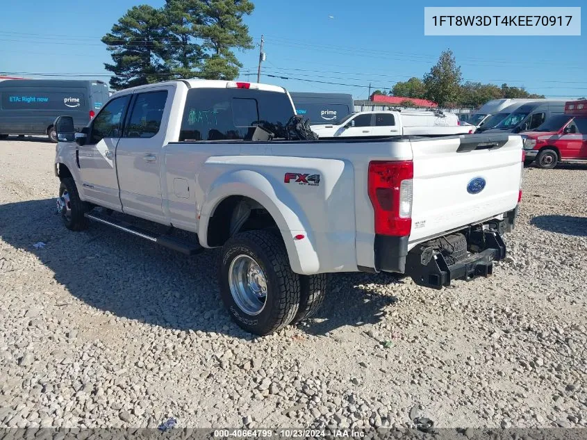 2019 Ford F-350 Lariat VIN: 1FT8W3DT4KEE70917 Lot: 40664799