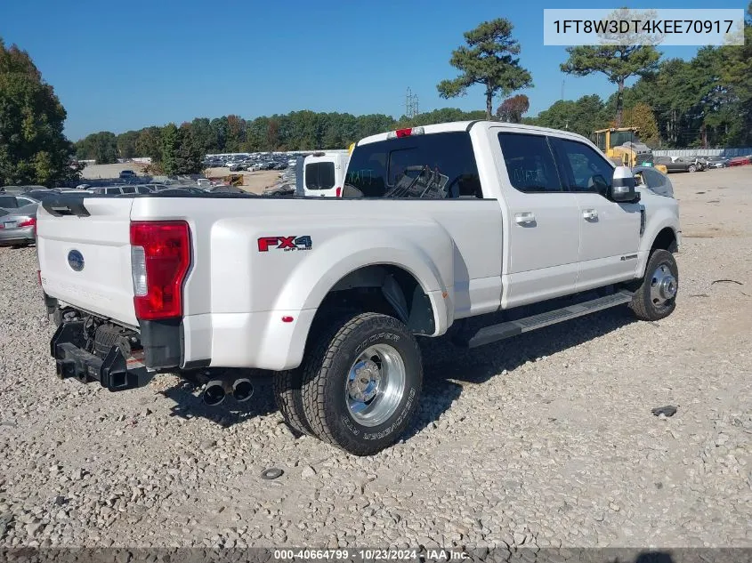 2019 Ford F-350 Lariat VIN: 1FT8W3DT4KEE70917 Lot: 40664799