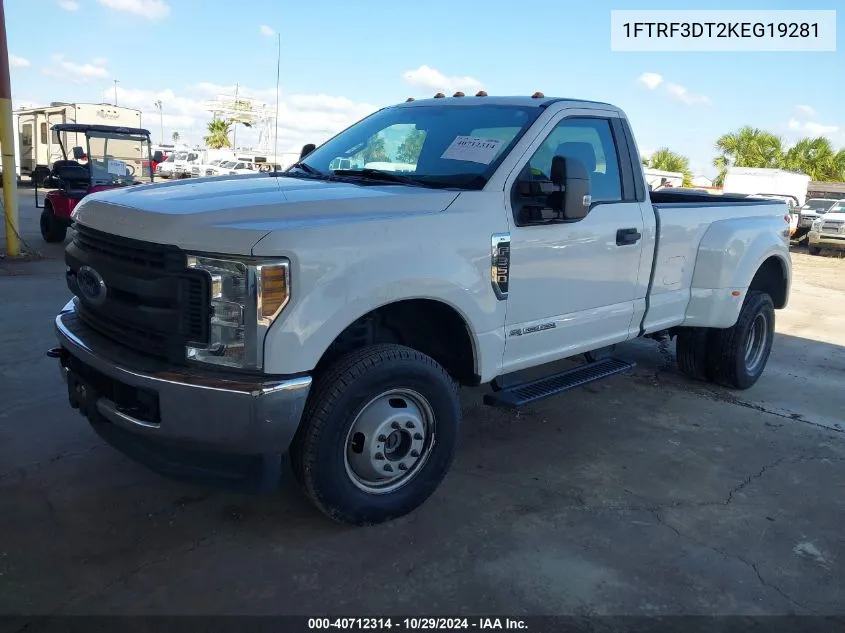 2019 Ford F-350 Xl VIN: 1FTRF3DT2KEG19281 Lot: 40712314