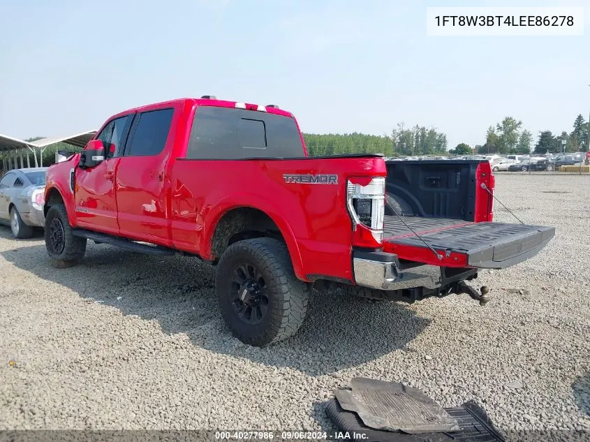 2020 Ford F-350 Lariat VIN: 1FT8W3BT4LEE86278 Lot: 40277986