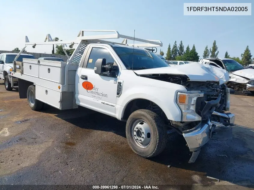 2022 Ford F-350 Chassis Xl VIN: 1FDRF3HT5NDA02005 Lot: 39961298