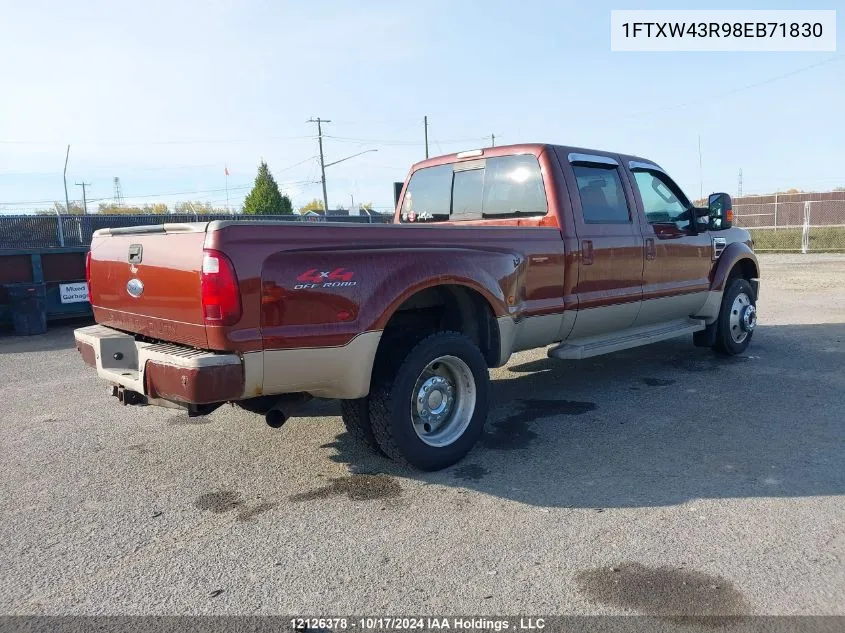 2008 Ford F450 Super Duty VIN: 1FTXW43R98EB71830 Lot: 12126378