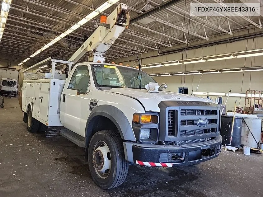 2008 Ford F450 Super Duty VIN: 1FDXF46YX8EE43316 Lot: 40718095