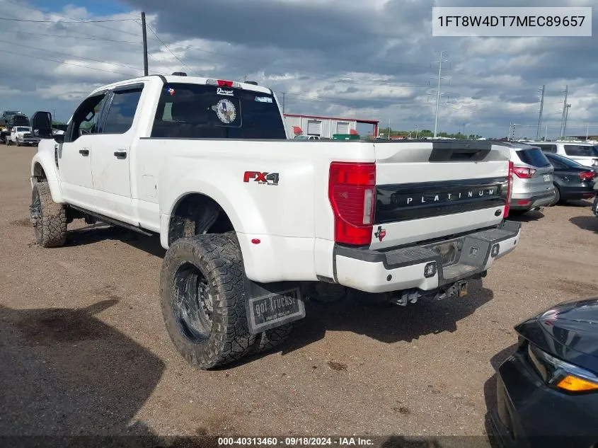 2021 Ford F-450 Platinum VIN: 1FT8W4DT7MEC89657 Lot: 40313460