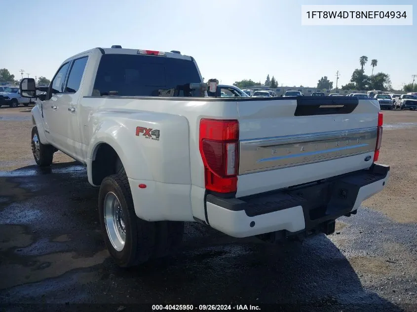 2022 Ford F-450 Platinum VIN: 1FT8W4DT8NEF04934 Lot: 40425950