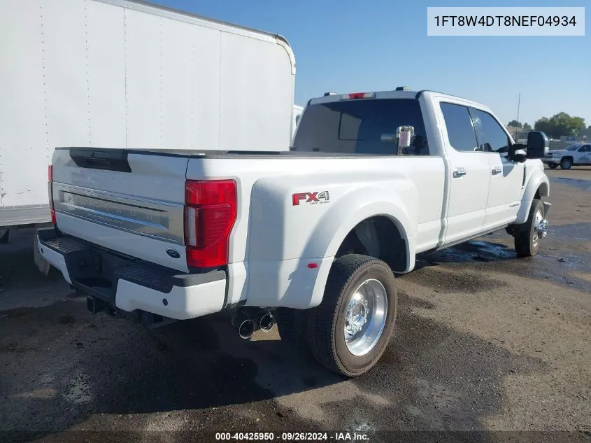 2022 Ford F-450 Platinum VIN: 1FT8W4DT8NEF04934 Lot: 40425950