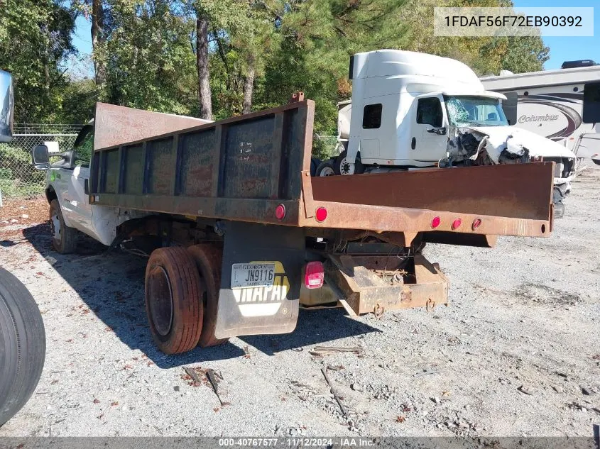 2002 Ford F-550 Xl/Xlt VIN: 1FDAF56F72EB90392 Lot: 40767577