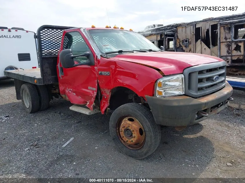 2003 Ford F-550 Xl/Xlt VIN: 1FDAF57P43EC31487 Lot: 40111070