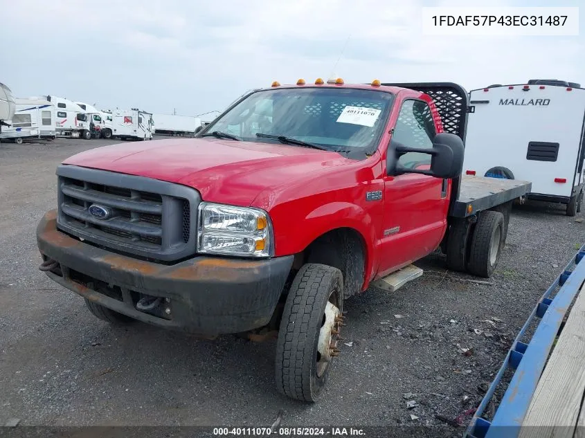 2003 Ford F-550 Xl/Xlt VIN: 1FDAF57P43EC31487 Lot: 40111070